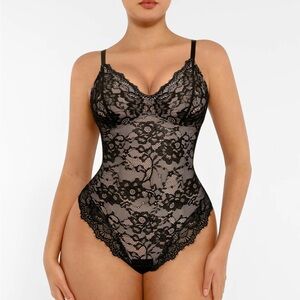 Elegant Black Lace Bodysuit